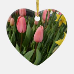 Frühlingsrosa Tulpenblumen Alles Gute zum Geburtst Keramik Ornament