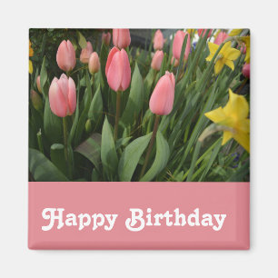 Frühlingsrosa Tulpenblumen Alles Gute zum Geburtst Magnet