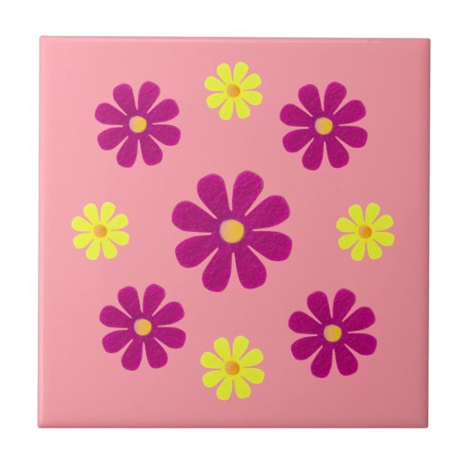 Frühlingsrosa und gelbe Blumen für die Küche Fliese (Vorderseite)