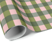 Frühlingsrosa und grün kariert geschenkpapier (Rolleneckpunkt)