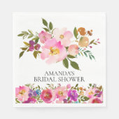 Frühlingsrosa und Lila Blumendusche Papier Napkins Serviette (Vorderseite)