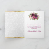 Frühlingsrosafarbene Blumen & Goldglitter Mutterta Karte (Innenseite)