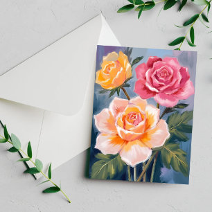 Frühlingsrose Aquarell-Blumenmalerei Blumenkarte