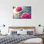 FrühlingsRose - überzogene Canvas Leinwanddruck (Insitu (Schlafzimmer))