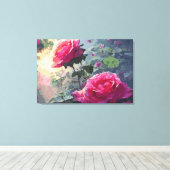 FrühlingsRose - überzogene Canvas Leinwanddruck (Insitu (Holzboden))