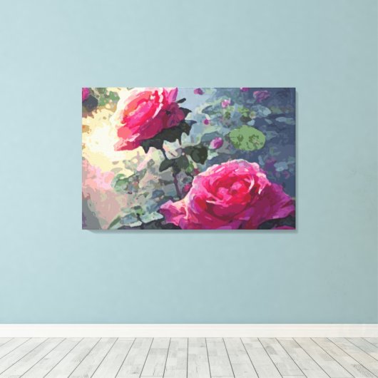 FrühlingsRose - überzogene Canvas Leinwanddruck (Insitu (Holzboden))