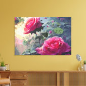 FrühlingsRose - überzogene Canvas Leinwanddruck (Insitu (Wohnzimmer))