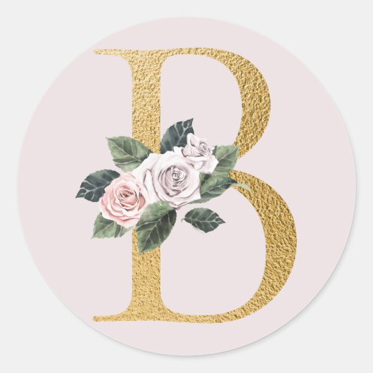 Frühlingsrosen Gold Anfangsbuchstaben Aufkleber Bu (Vorderseite)
