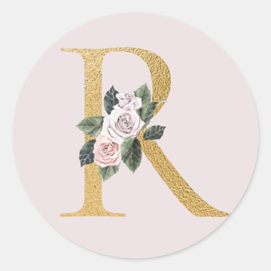 Frühlingsrosen Gold Anfangsbuchstaben Aufkleber Bu (Vorderseite)