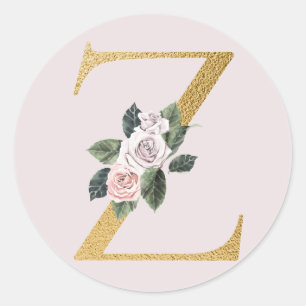 Frühlingsrosen Gold Initialen Aufkleber Buchstabe 