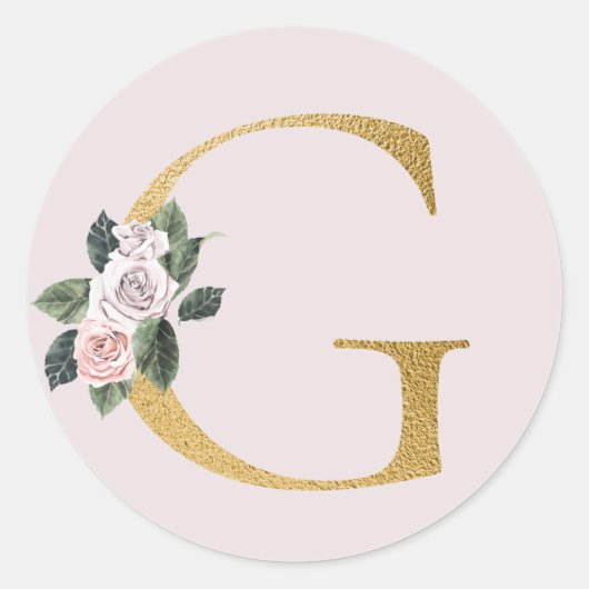 Frühlingsrosen Gold Initialen Aufkleber Buchstabe (Vorderseite)