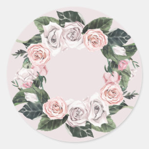 Frühlingsrosen-KRANZ-Aufkleber Runder Aufkleber