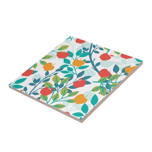 Frühlingsrot und grüne Farben Apfelfruchtmuster Fliese (Seite)