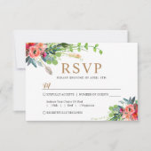 Frühlingsrustikal Boho Floral Watercolor Wedding R RSVP Karte (Vorderseite)