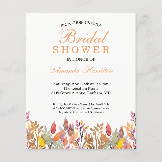 Frühlingsrustikal, floraler Herbst Orange Brautpar (Vorderseite)