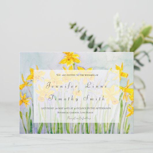 Frühlingssaison Blume daffodils Hochzeitseinladung Einladung (Stehend Vorderseite)
