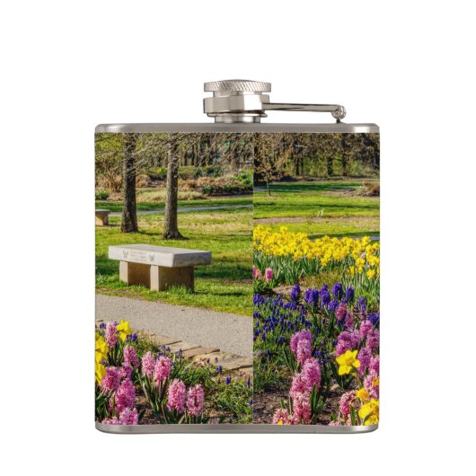 Frühlingssaison Blumengarten Flachmann (Rückseite)