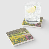 Frühlingssaison Blumengarten Steinuntersetzer (Seitenansicht)