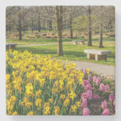 Frühlingssaison Blumengarten Steinuntersetzer (Vorderseite)