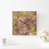 Frühlingssaison Pinke Abstrakte Wall Clock Quadratische Wanduhr (Zuhause)