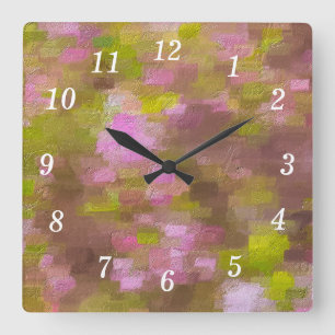 Frühlingssaison Pinke Abstrakte Wall Clock Quadratische Wanduhr