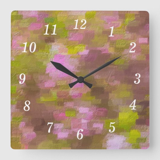 Frühlingssaison Pinke Abstrakte Wall Clock Quadratische Wanduhr (Vorderseite)