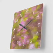 Frühlingssaison Pinke Abstrakte Wall Clock Quadratische Wanduhr (Winkel)