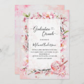 Frühlingssakura Blumen und Dessert Aquarellgras Einladung (Vorne/Hinten)