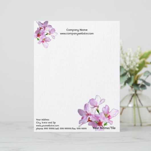 Frühlingssakura/Rosa Kirschblüten Briefbogen (Stehend Vorderseite)