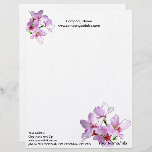 Frühlingssakura/Rosa Kirschblüten Briefbogen (Vorne/Hinten)