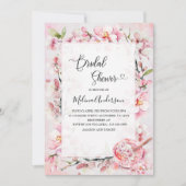 Frühlingssakurfflügler und Dessert Aquarellbri Einladung (Vorderseite)