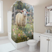Frühlingsschaf mit Wildblumen Duschvorhang (Beispiel)