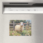 Frühlingsschaf mit Wildblumen Magnet (In Situ (Geschirrspüler))