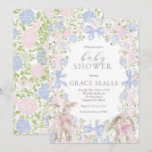 Frühlingsschaf und Häschen-Baby-Shower-Einladung Einladung (Vorne/Hinten)