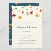 Frühlingsschwanz-Wildblumen Gelbmädchen Geburtstag Einladung (Vorne/Hinten)