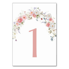 Frühlingssehen Wildblumen Arch Pink White Wedding Tischnummer