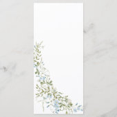 Frühlingssehen Wildblumen Blue Green Wedding Menükarte (Rückseite)