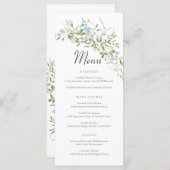 Frühlingssehen Wildblumen Blue Green Wedding Menükarte (Vorne/Hinten)