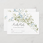 Frühlingssehen Wildblumen Blue Green Wedding RSVP Karte (Vorne/Hinten)