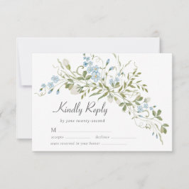 Frühlingssehen Wildblumen Blue Green Wedding RSVP Karte