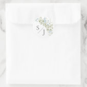 Frühlingssehen Wildblumen Blue Green Wedding Runder Aufkleber (Tasche)