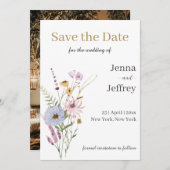 Frühlingssemme Blume Boho Wedding rettet das Datum Einladung (Vorne/Hinten)