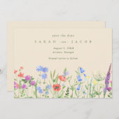Frühlingssemme Wildblume Boho Wedding rettet das D Save The Date (Vorne/Hinten)