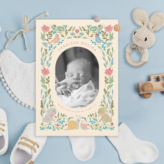 Frühlingssennelpastel Foto Birth Einladung