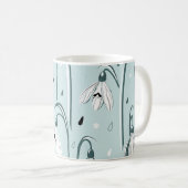 Frühlingssnowdrop: Vintager Raindrop Hintergrund. Kaffeetasse (VorderseiteRechts)