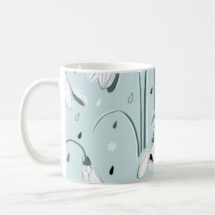 Frühlingssnowdrop: Vintager Raindrop Hintergrund. Kaffeetasse