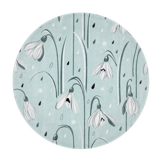 Frühlingssnowdrop: Vintager Raindrop Hintergrund. Schneidebrett (Vorderseite)