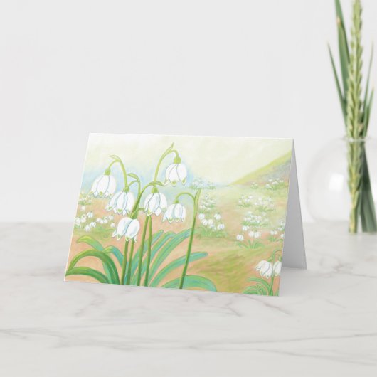 Frühlingssnowflake, Leucojum vernum Illustration Karte (Vorderseite)