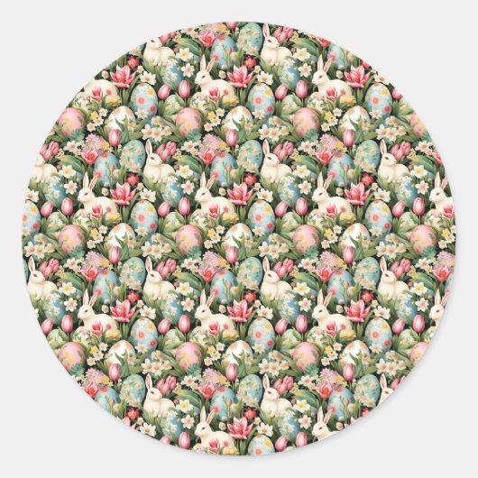 Frühlingssoiree-Osterpattern Runder Aufkleber (Vorderseite)