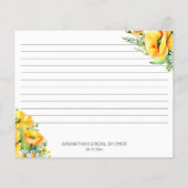Frühlingssommer Blume Brautparty Rezept Karte (Rückseite)